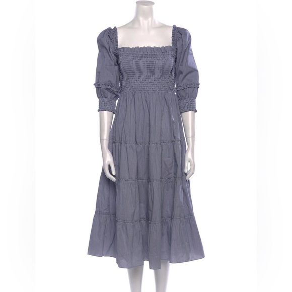 Hill House Dresses & Skirts - Hill House Blue Smocked Square-Neck Midi Dress